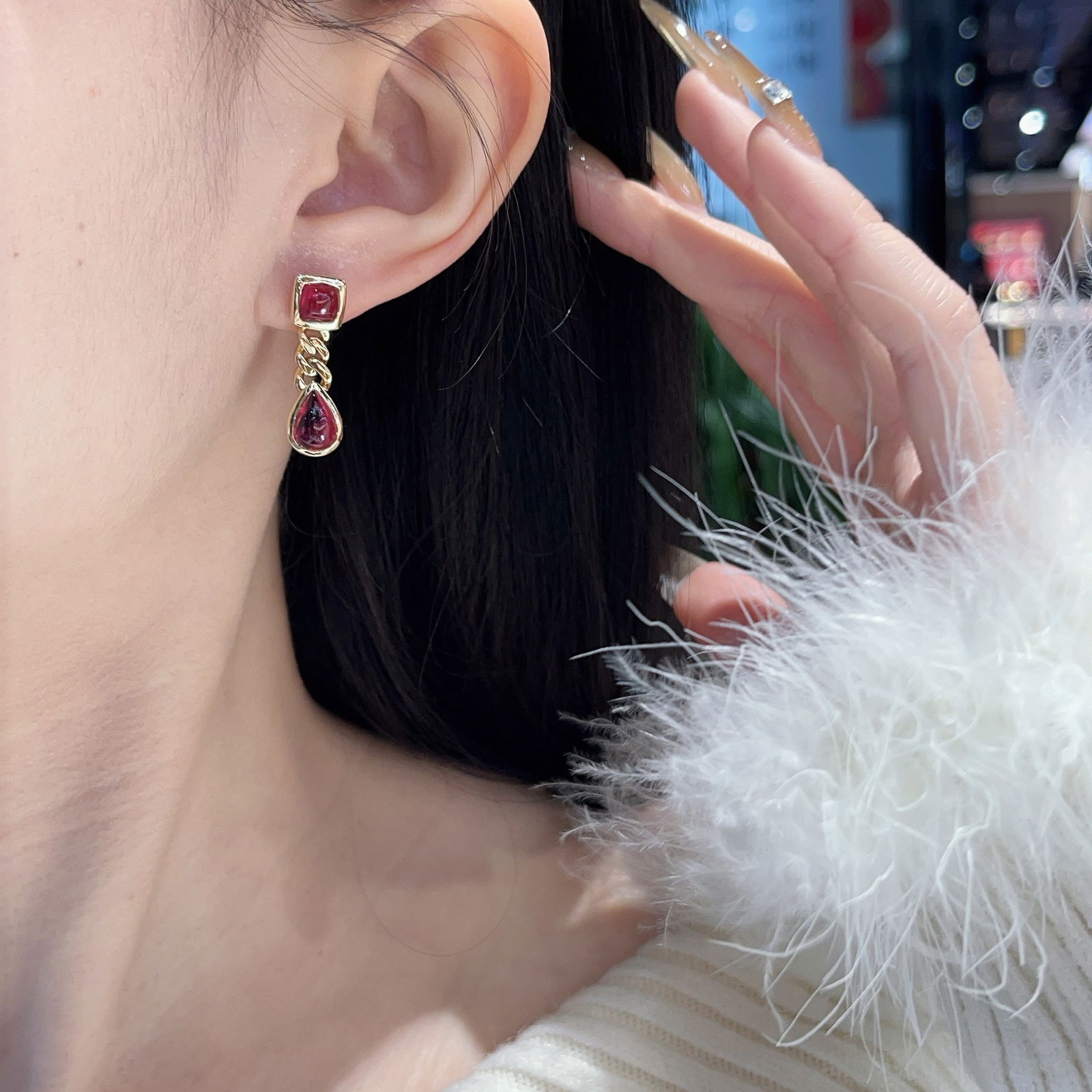 14k Gold 5.70 Ct Natural Tourmaline Earrings - 7