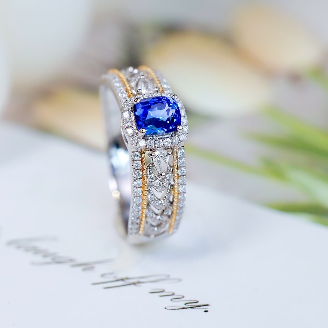 14k Gold 1.13 Ctw Natural Sapphire & Diamond Ring - 4