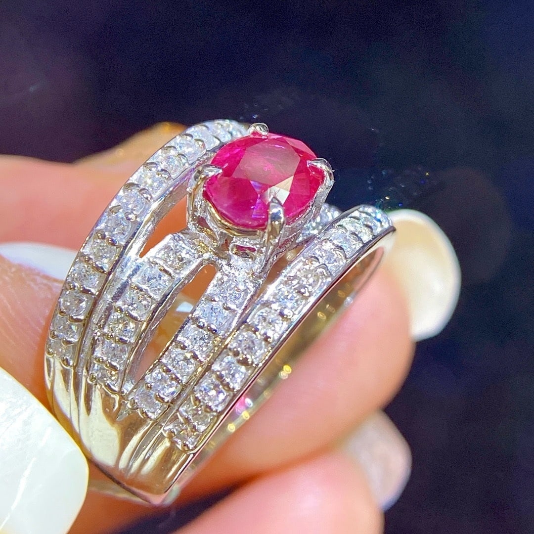 14k Gold 1.97 Ctw Natural Ruby & Diamond Ring - 6