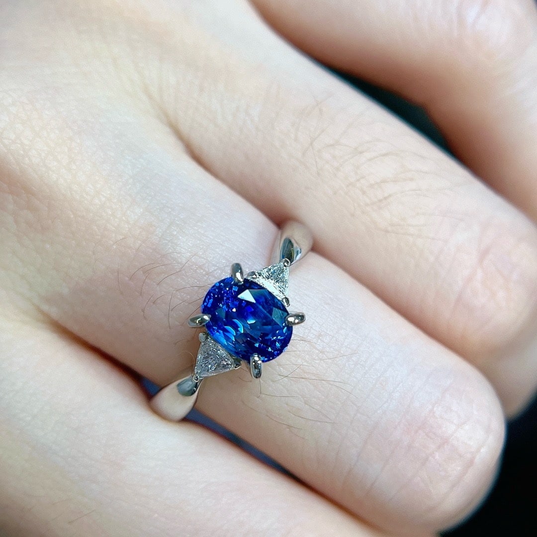 14k Gold 2.05 Ctw Natural Sapphire & Diamond Ring - 5