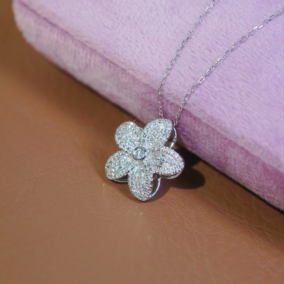 14k Gold 0.55 Ct Natural H Diamond Necklace - 2