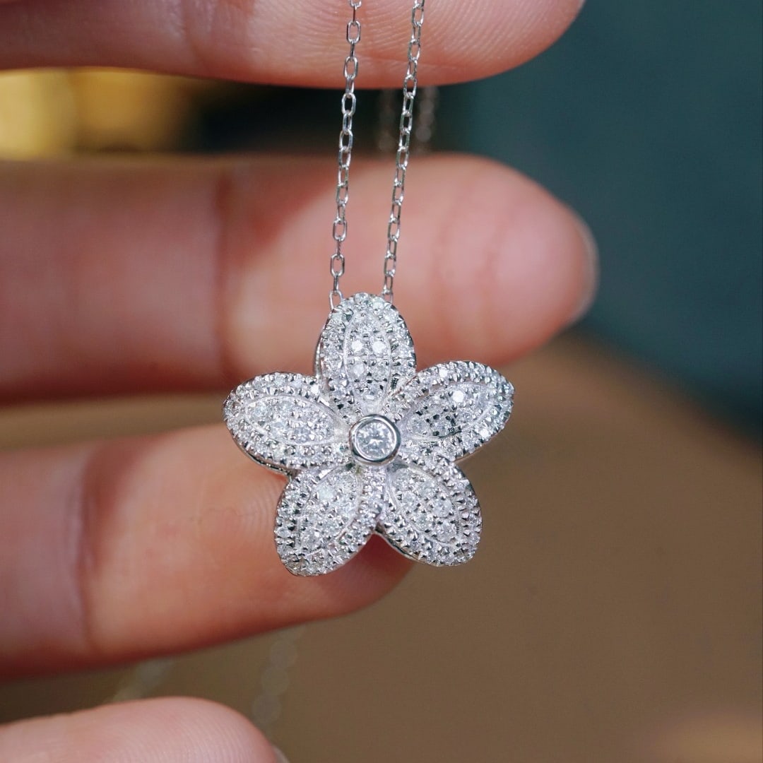 14k Gold 0.55 Ct Natural H Diamond Necklace - 7