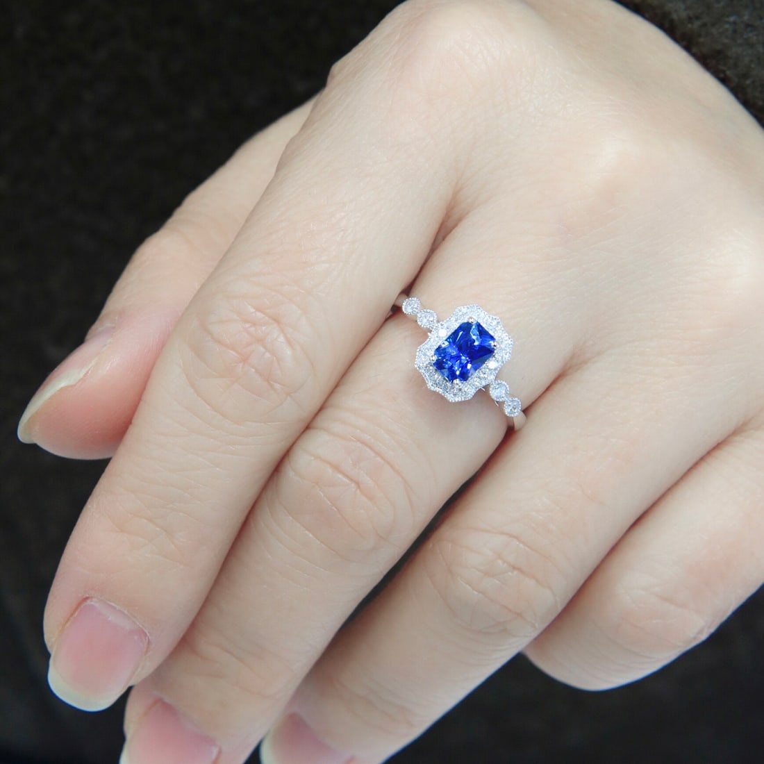 14k Gold 1.30 Ctw Natural Sapphire & Diamond Ring - 5