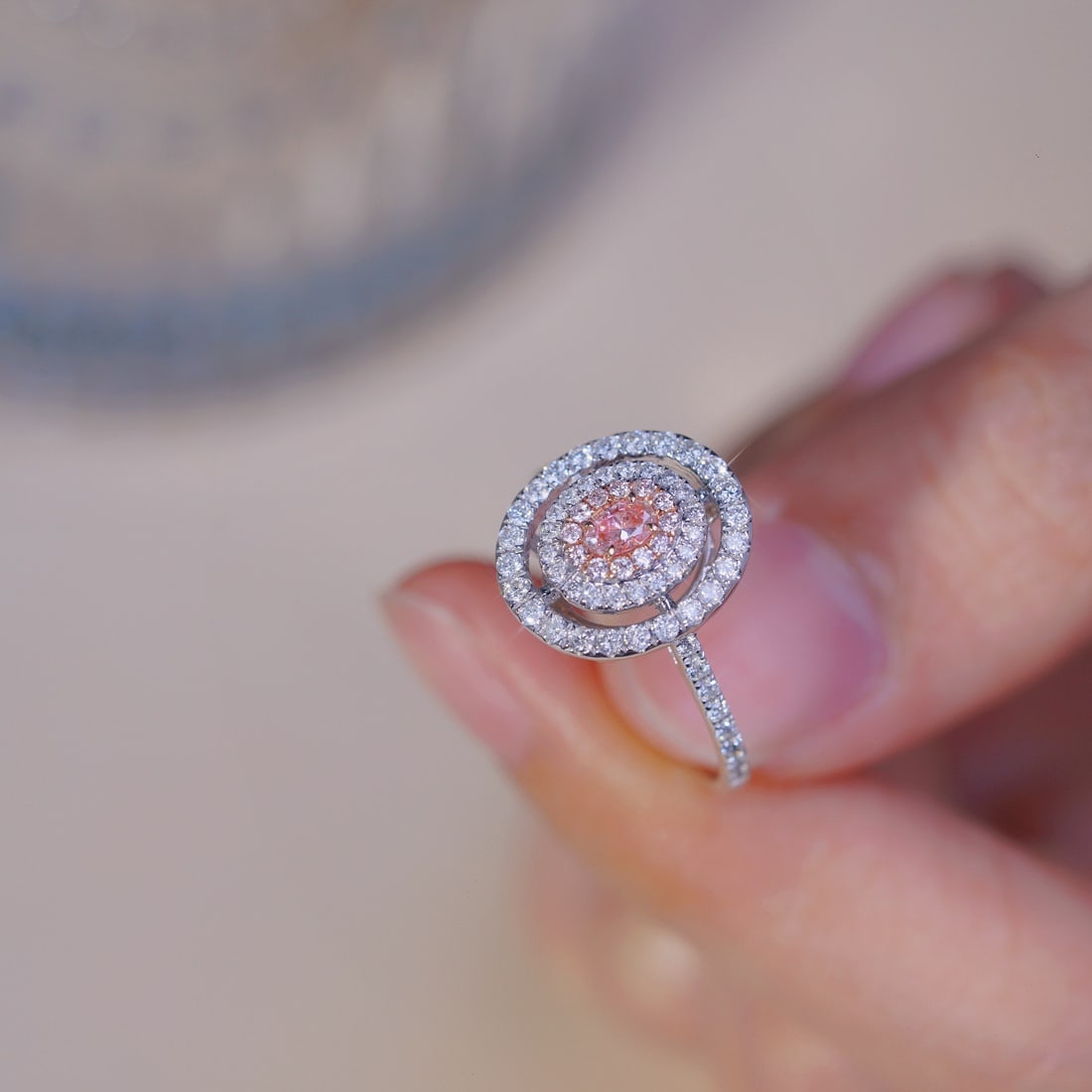 14k Gold 0.55 Ctw Natural Pink Diamond & Diamond Ring - 3