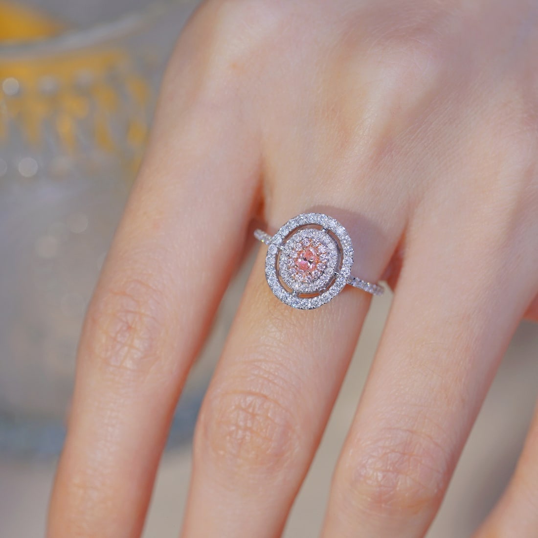 14k Gold 0.55 Ctw Natural Pink Diamond & Diamond Ring - 4