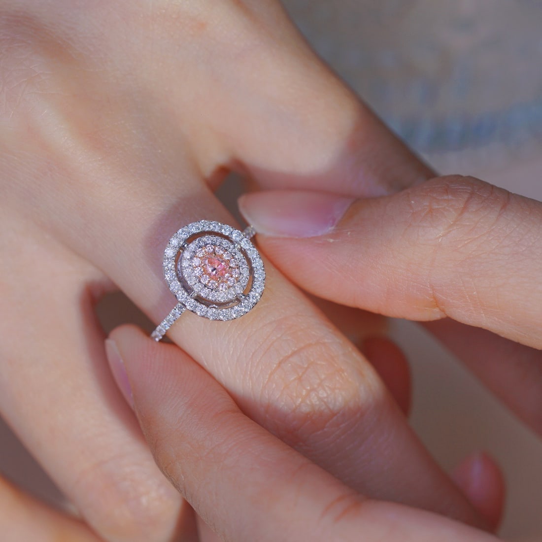14k Gold 0.55 Ctw Natural Pink Diamond & Diamond Ring - 5