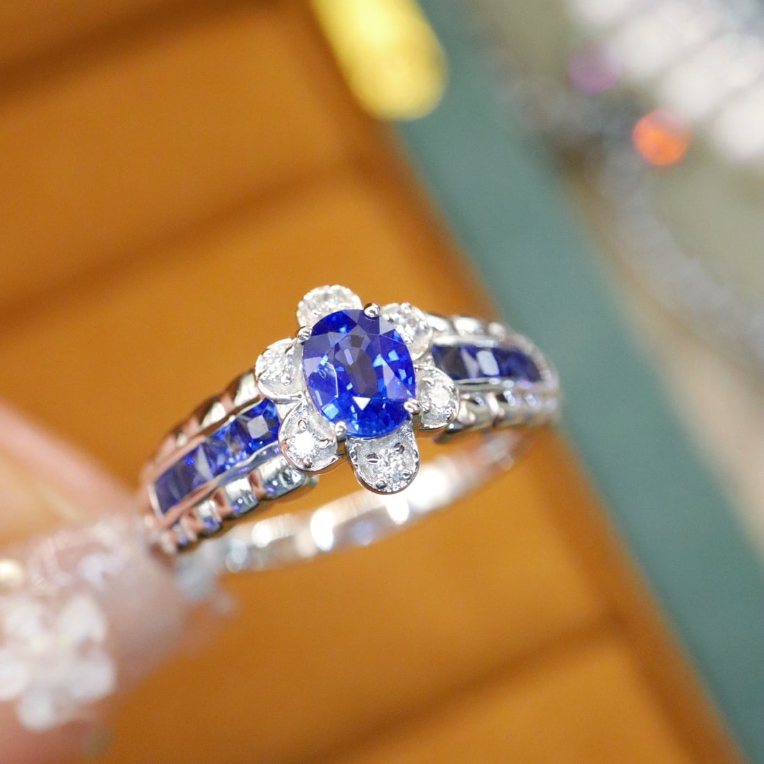 14k Gold 1.11 Ctw Natural Sapphire & Diamond Ring - 2