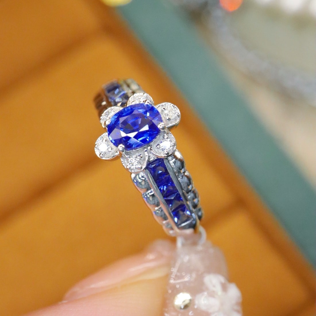 14k Gold 1.11 Ctw Natural Sapphire & Diamond Ring - 3