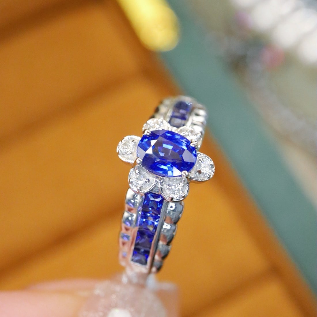 14k Gold 1.11 Ctw Natural Sapphire & Diamond Ring - 4