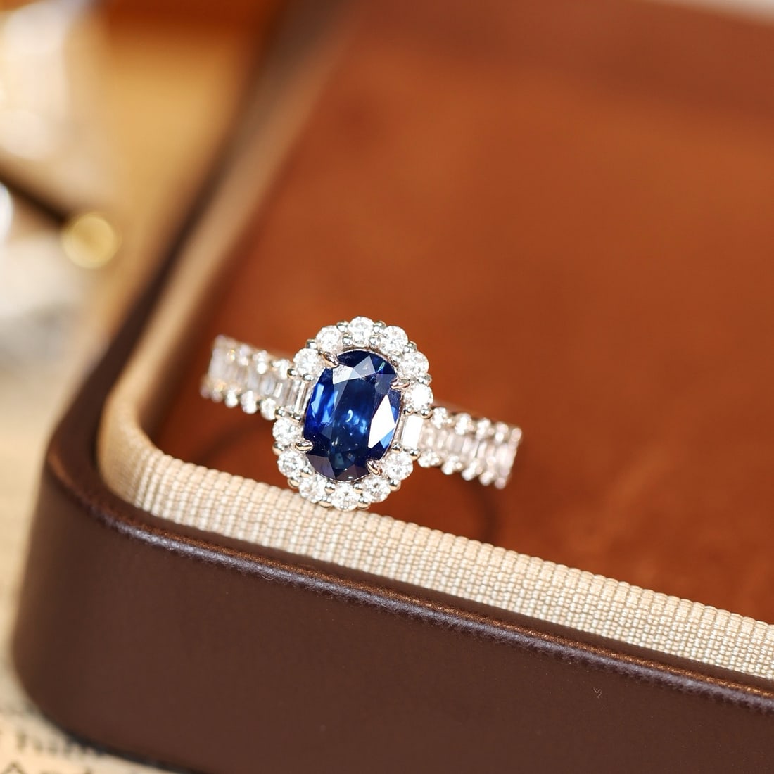 14k Gold 1.70 Ctw Natural Sapphire & Diamond Ring: Ref:231126431 // gold content:14k gold // ring size:7. 25us // // main gemstone:sapphire // shape:oval // carat weight:1. 08ct // color:blue // treatment:natural // // adjacent gemstone 2 : diamond //