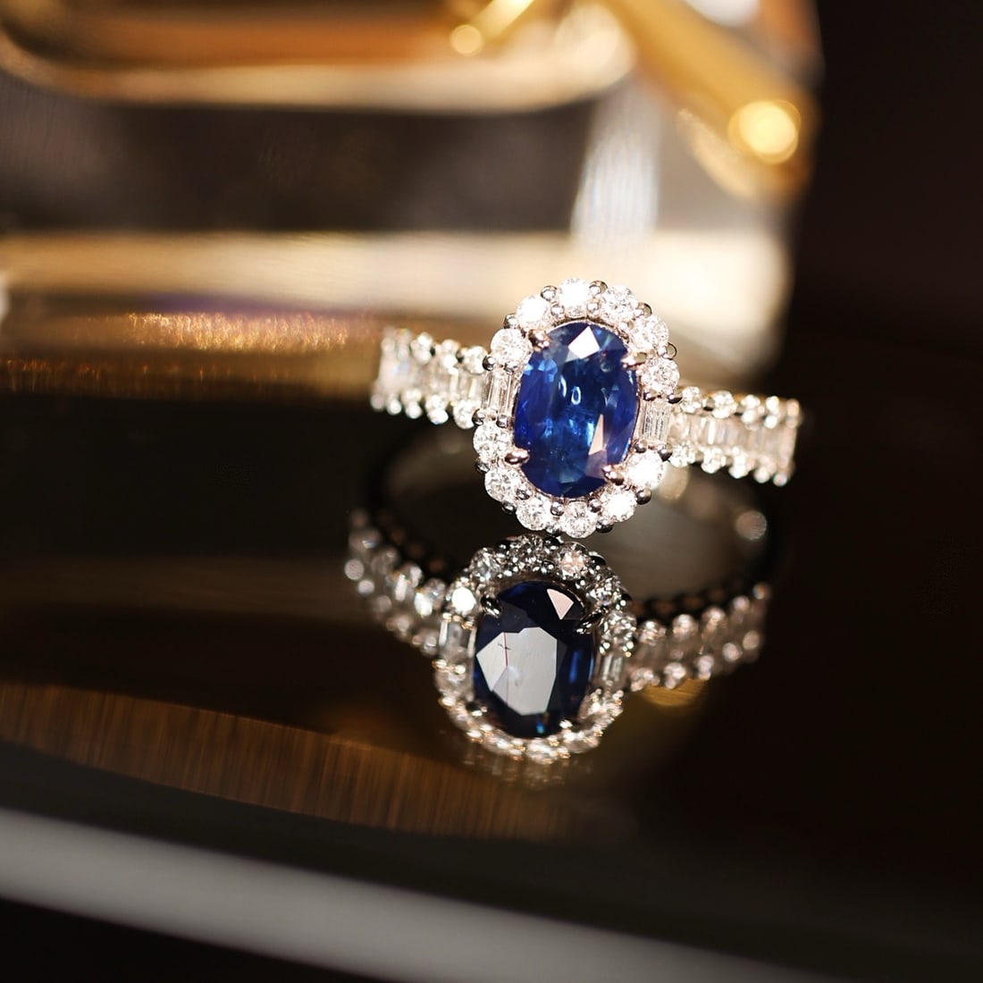 14k Gold 1.70 Ctw Natural Sapphire & Diamond Ring - 7