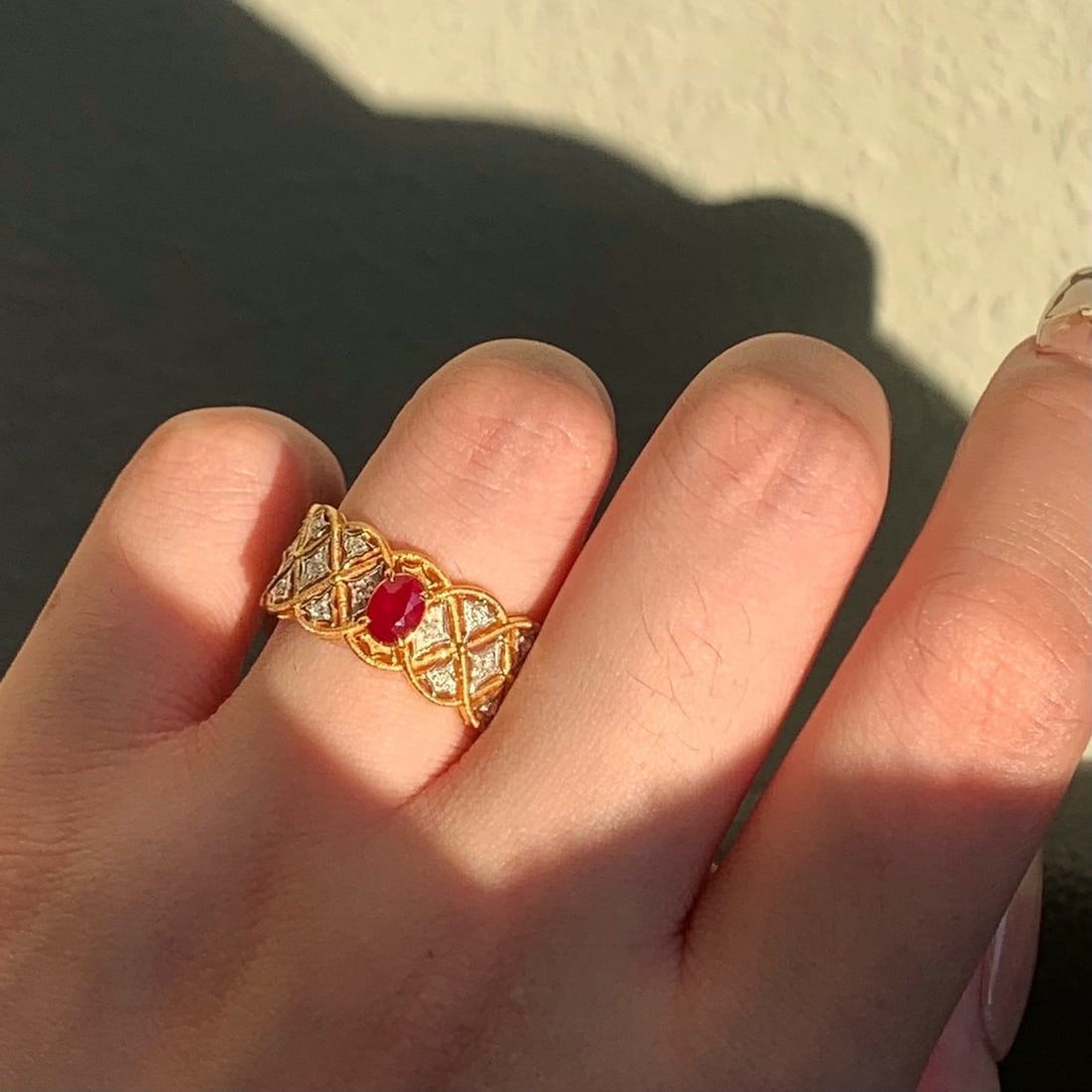 14k Gold 0.91 Ctw Natural Ruby & Diamond Ring - 5