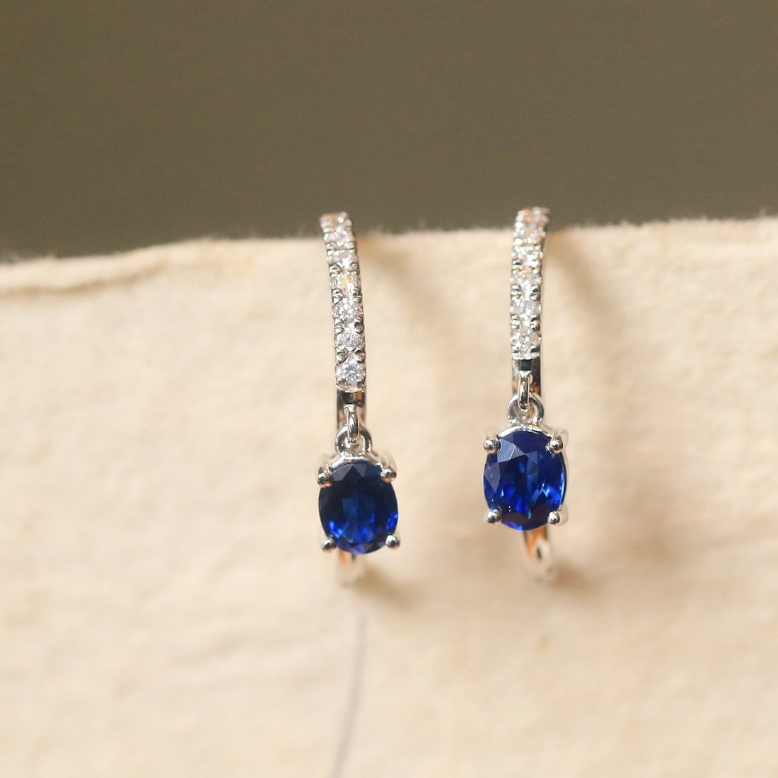 14k Gold 1.03 Ctw Natural Sapphire & Diamond Earrings - 3