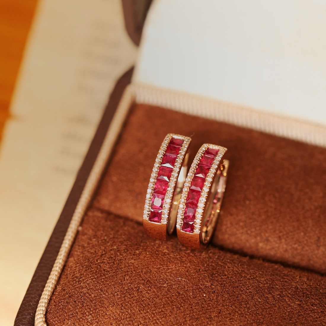 14k Gold 1.38 Ctw Natural Ruby & Diamond Earrings: Ref:231126436 // gold content:14k gold // main gemstone:ruby // shape:princess // carat weight:1. 20ct // color:red // treatment:natural // // adjacent gemstone 2 : diamond // shape:round // carat wei