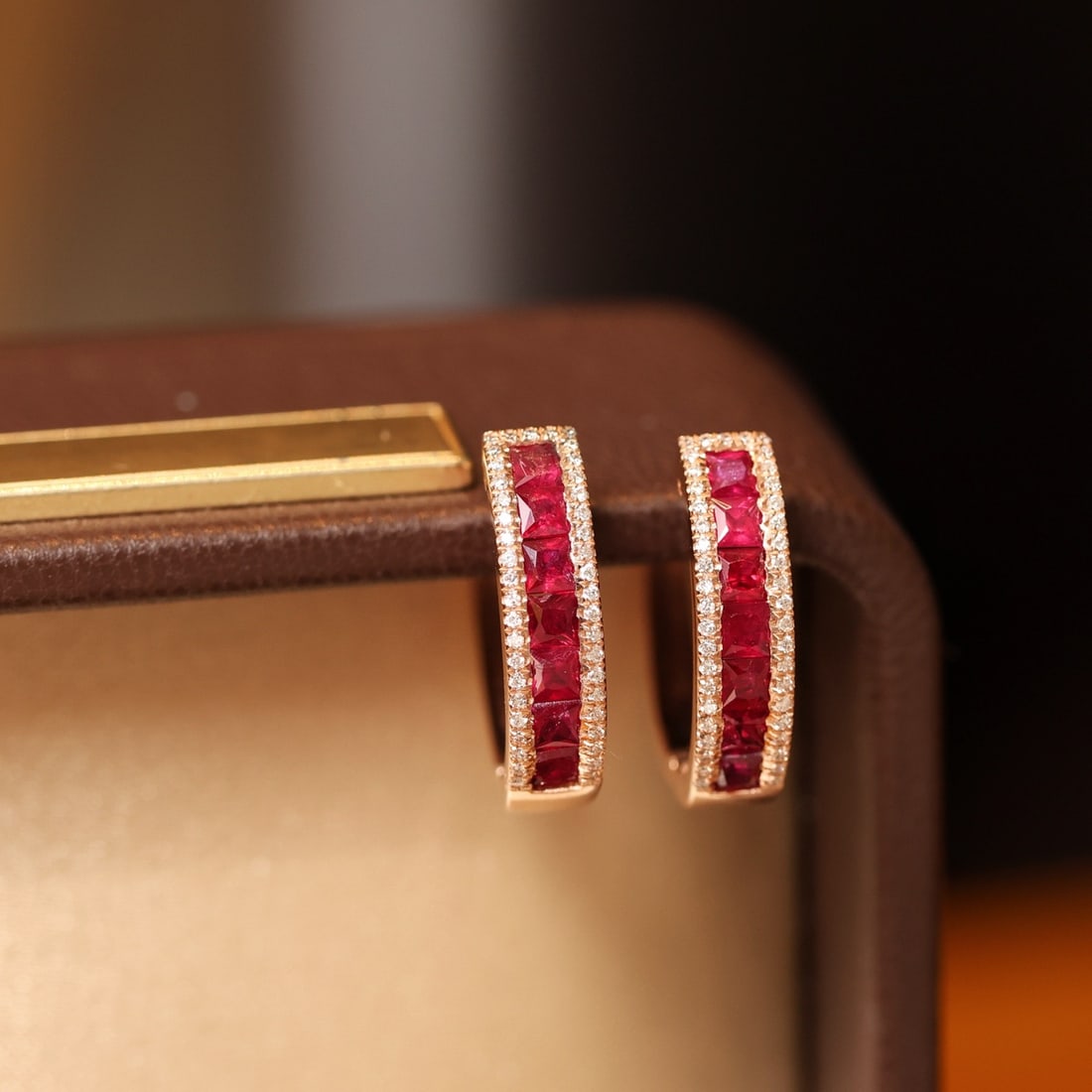 14k Gold 1.38 Ctw Natural Ruby & Diamond Earrings - 2