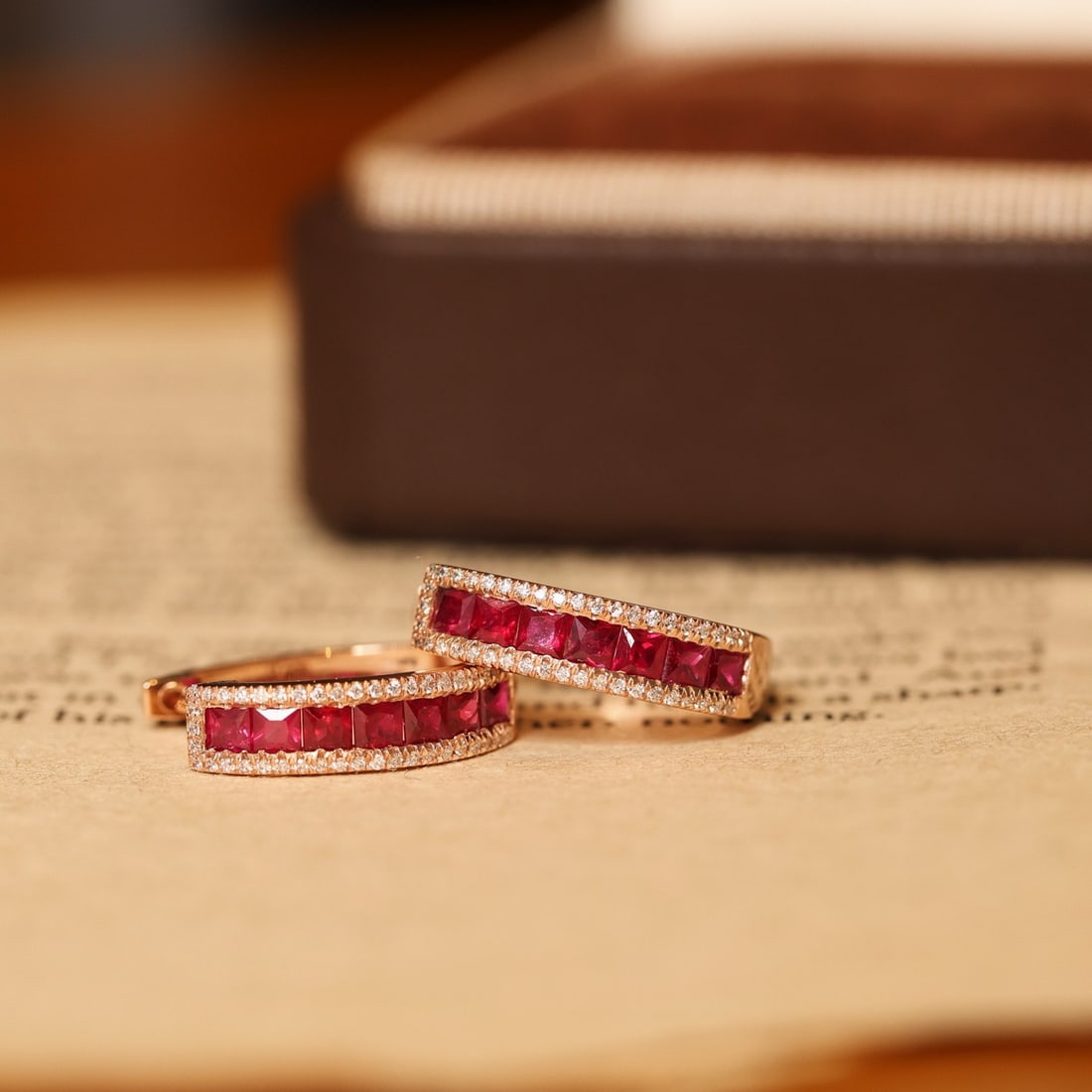 14k Gold 1.38 Ctw Natural Ruby & Diamond Earrings - 7