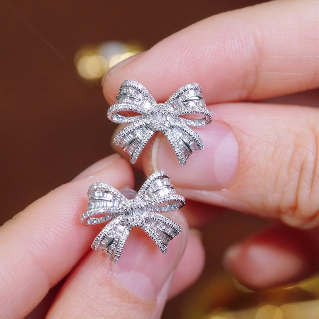 14k Gold 1.00 Ct Natural H Diamond Earrings - 9