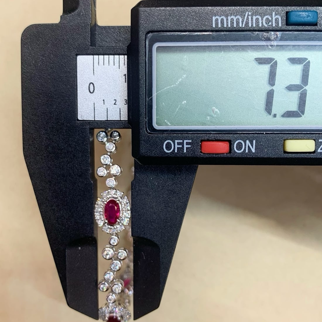14k Gold 3.26 Ctw Natural Ruby & Diamond Bracelet - 7