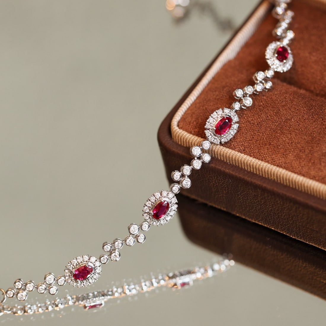 14k Gold 3.26 Ctw Natural Ruby & Diamond Bracelet - 8