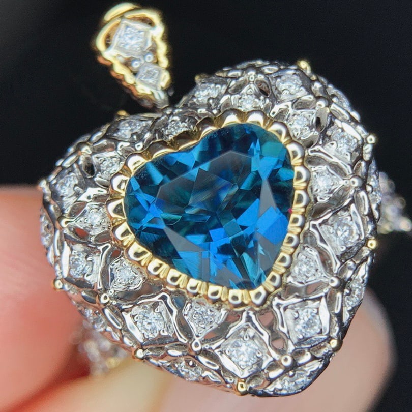 14k Gold 1.86 Ctw Natural Aquamarine & Diamond Ring/pendant( Without Chain ) - 5