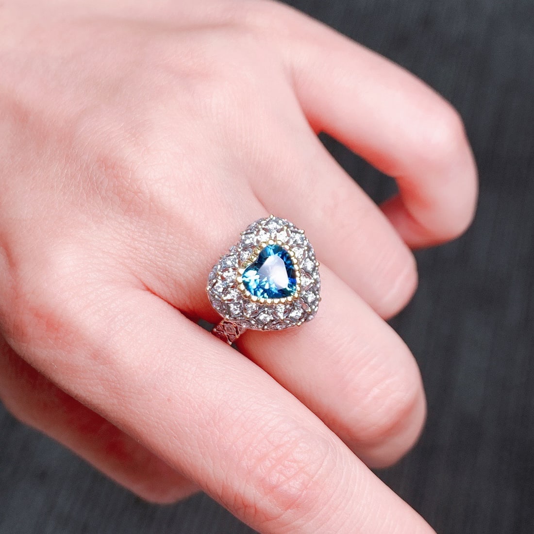 14k Gold 1.86 Ctw Natural Aquamarine & Diamond Ring/pendant( Without Chain ) - 7