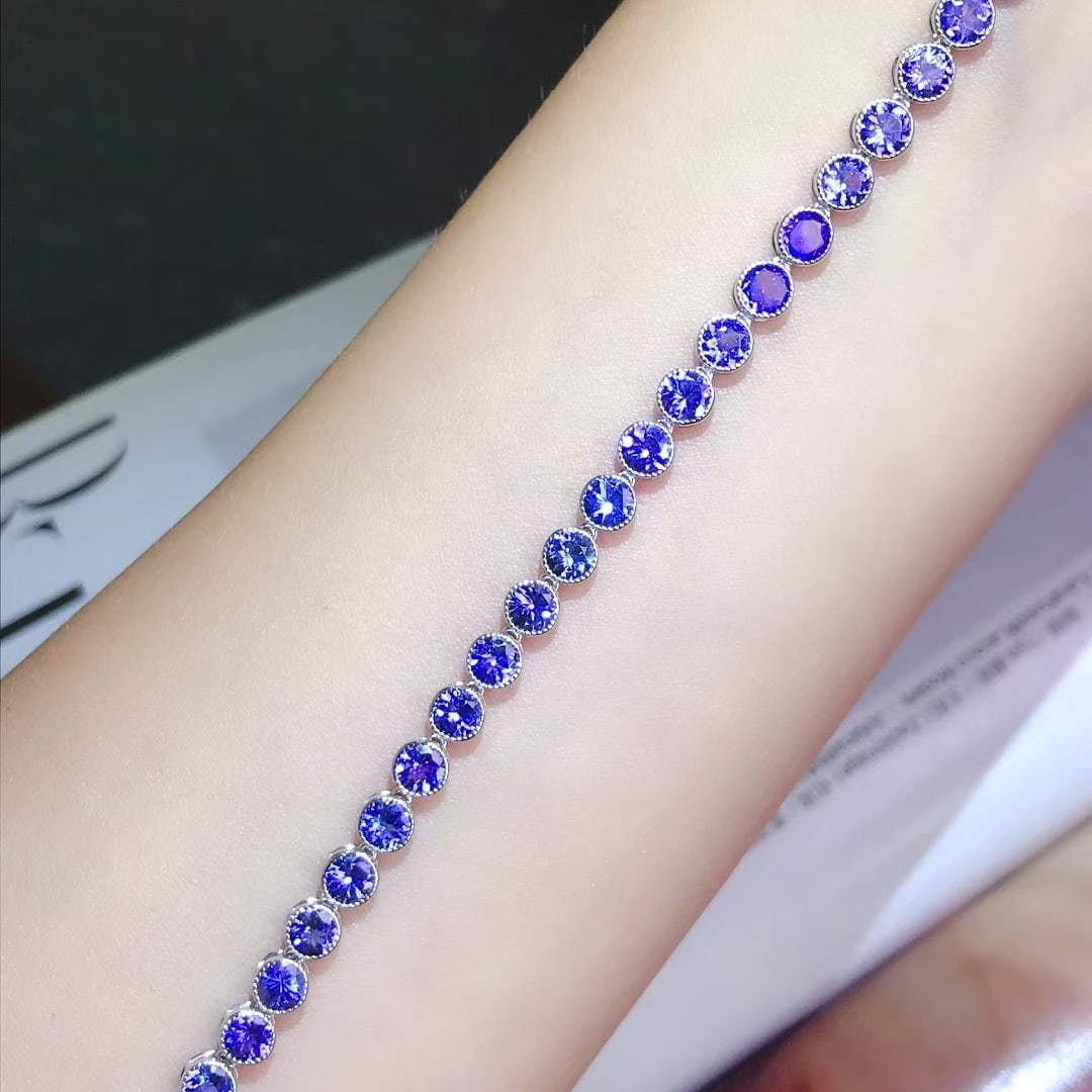 14k Gold 8.6 Ct Natural Tanzanite Bracelet - 3