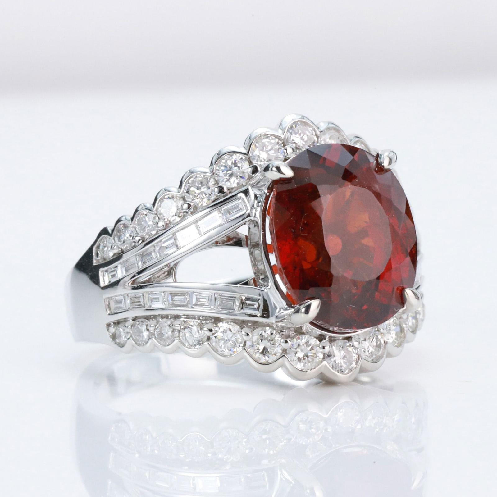 14k Gold 7.12 Ct Natural Spessartine & Diamond Ring - 2