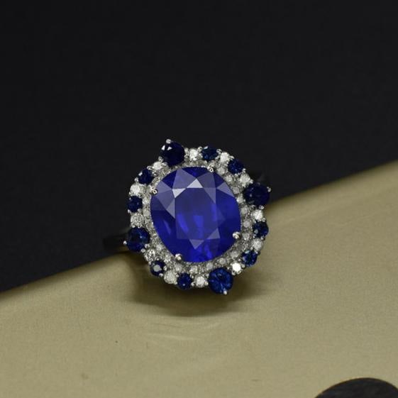 14k Gold 3.47 Ctw Natural Sapphire & Diamond Ring - 3