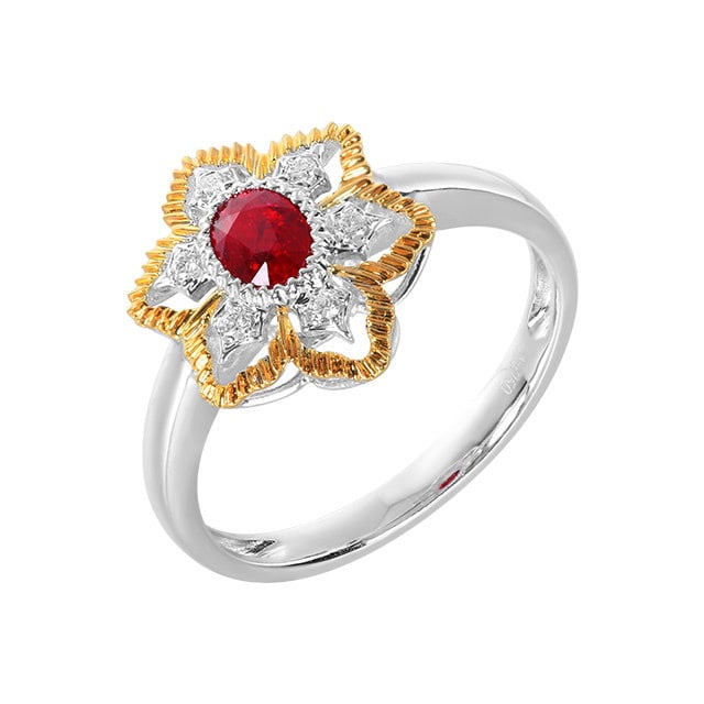 14k Gold 0.48 Ctw Natural Ruby & Diamond Ring - 5
