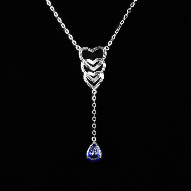14k Gold 1.13 Ctw Natural Sapphire & Diamond Necklace - 4