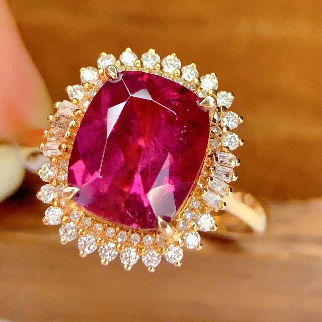 14k Gold 4.28 Ct Natural Tourmaline & Diamond Ring - 5