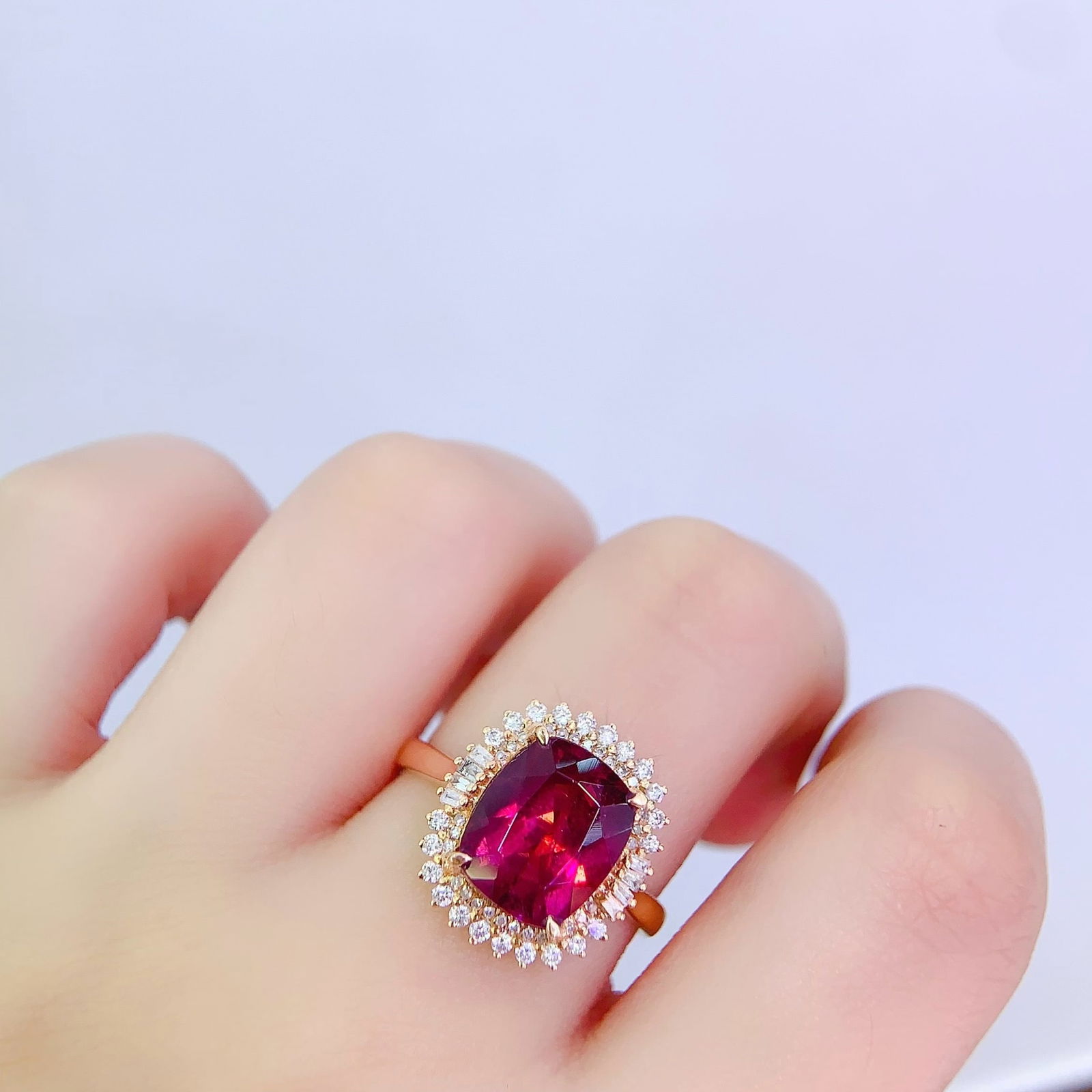 14k Gold 4.28 Ct Natural Tourmaline & Diamond Ring - 6