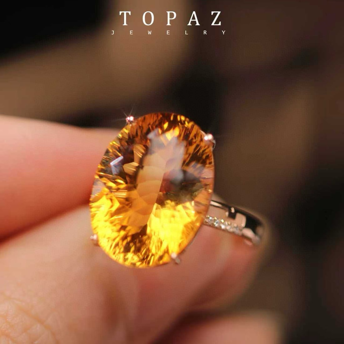14k Gold 10.98 Ctw Natural Citrine & Diamond Ring - 5
