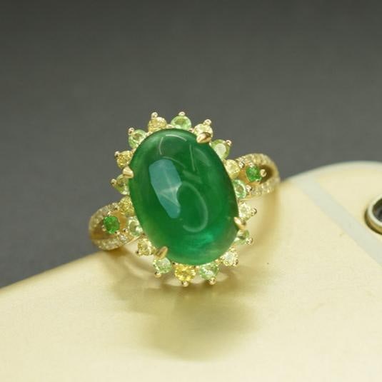 14k Gold 5.21 Ctw Natural Emerald & Sapphire Ring - 4