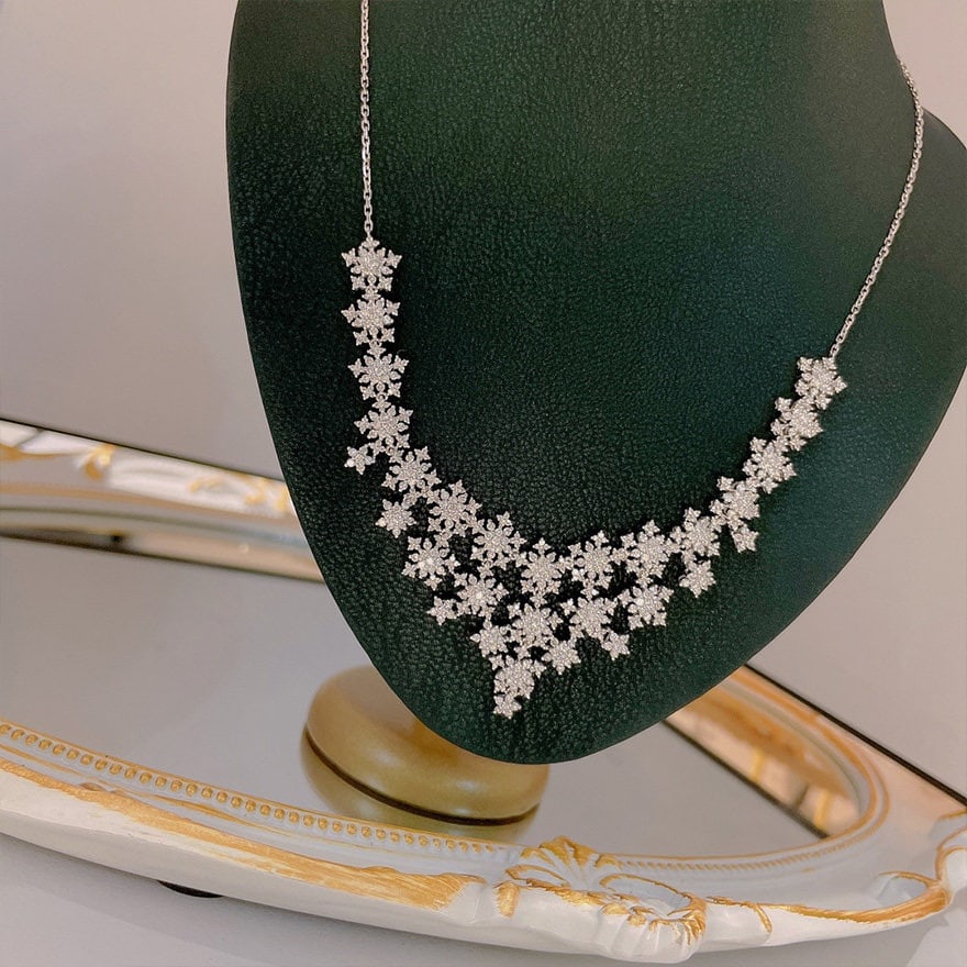 14k Gold 3.6 Ct Natural H Diamond Necklace - 2