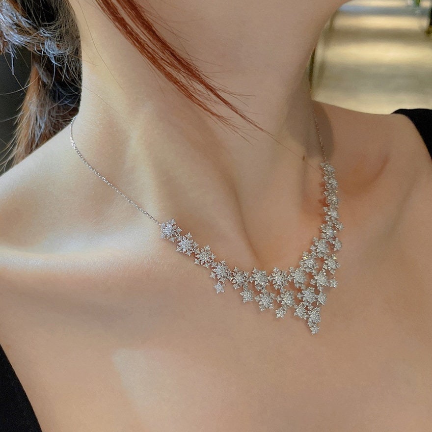 14k Gold 3.6 Ct Natural H Diamond Necklace - 3