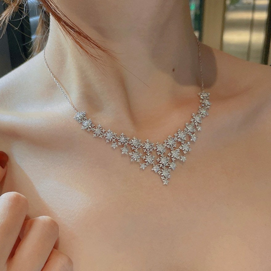 14k Gold 3.6 Ct Natural H Diamond Necklace - 4