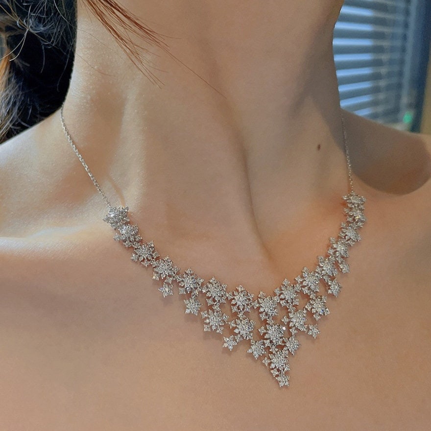 14k Gold 3.6 Ct Natural H Diamond Necklace - 5