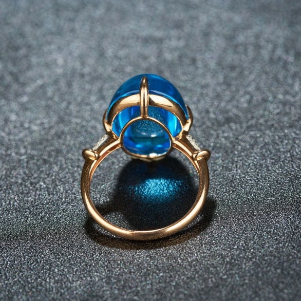 14k Gold 16.08 Ct Natural Topaz & Diamond Ring - 8