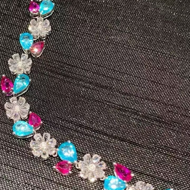 14k Gold 9.3 Ct Natural Paraiba Tourmaline & Ruby Bracelet - 4