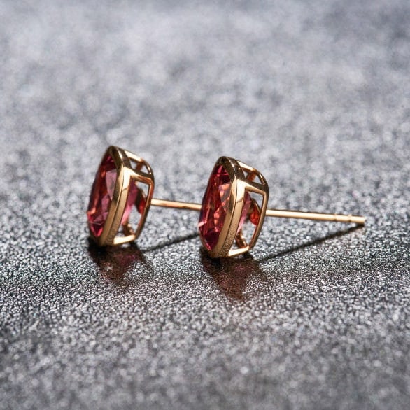 14k Gold 2.58 Ct Natural Tourmaline Earrings - 3