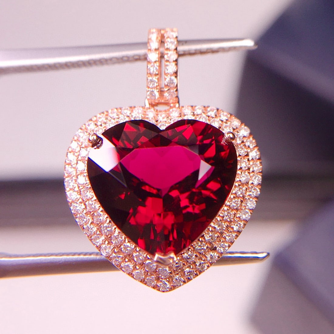 14k Gold 4.1 Ct Natural Tourmaline & Diamond Pendant( Without Chain ) - 2