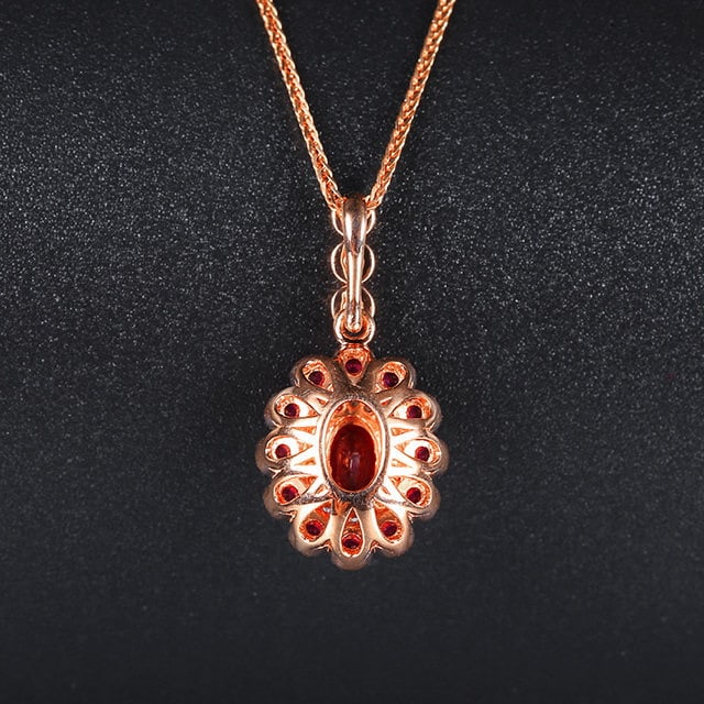 14k Gold 0.48 Ctw Natural Ruby & Diamond Pendant( Without Chain ) - 4