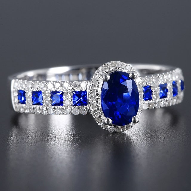 14k Gold 0.89 Ctw Natural Sapphire & Diamond Ring - 3