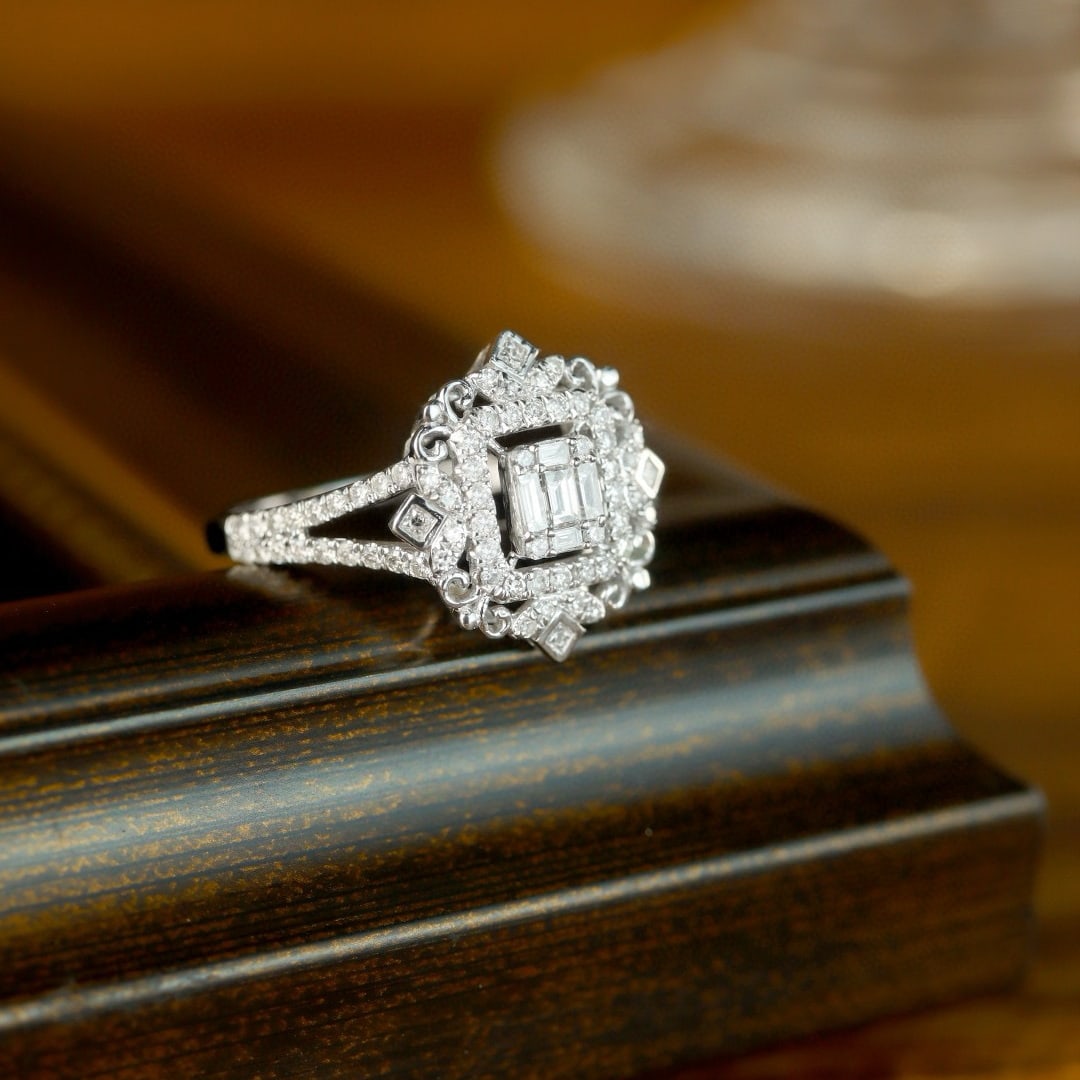 14k Gold 0.65 Ct Natural H Diamond Ring - 3