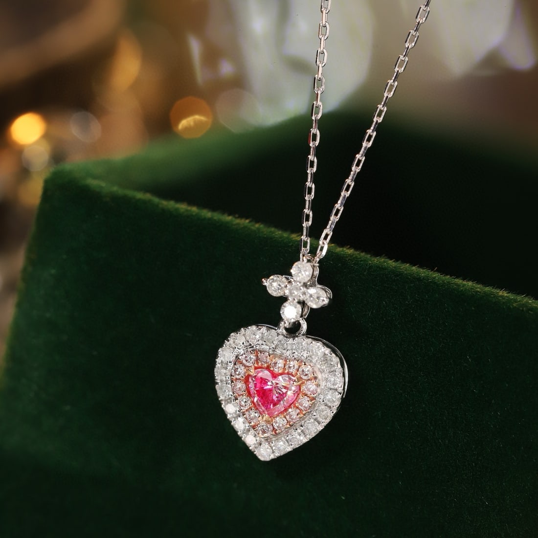 14k Gold 0.40 Ctw Natural Pink Diamond & Diamond Necklace - 2