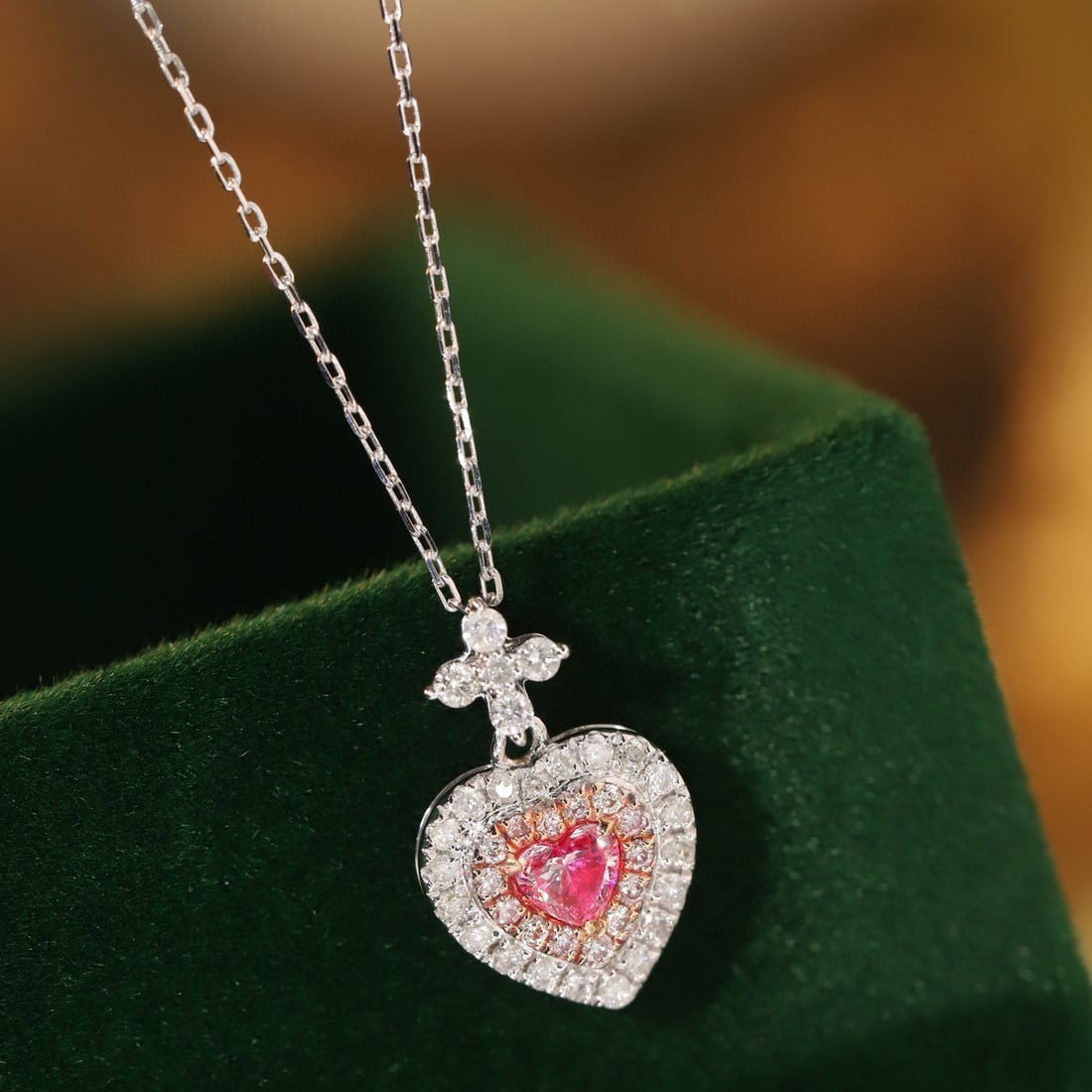 14k Gold 0.40 Ctw Natural Pink Diamond & Diamond Necklace - 3