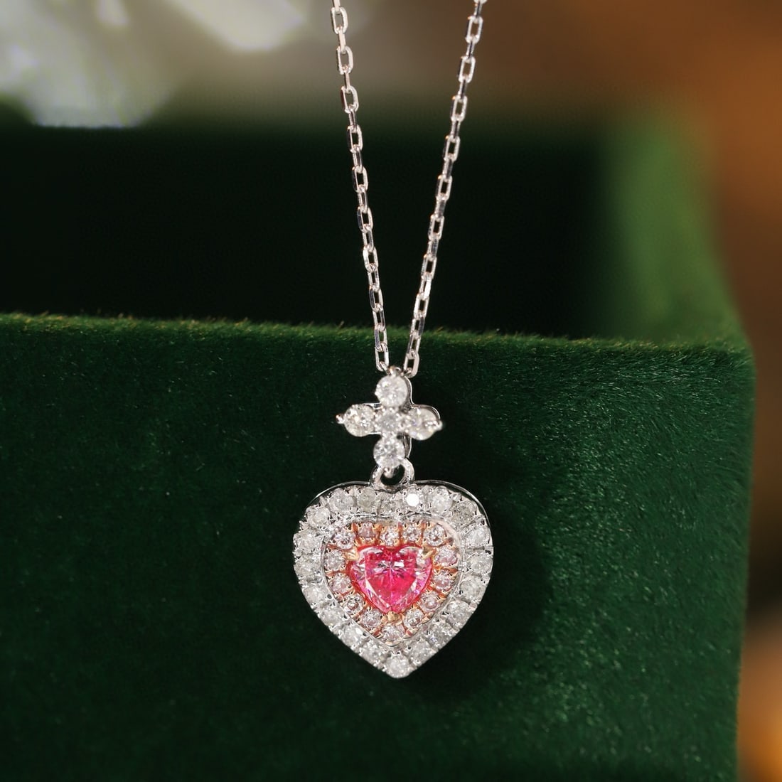 14k Gold 0.40 Ctw Natural Pink Diamond & Diamond Necklace - 4