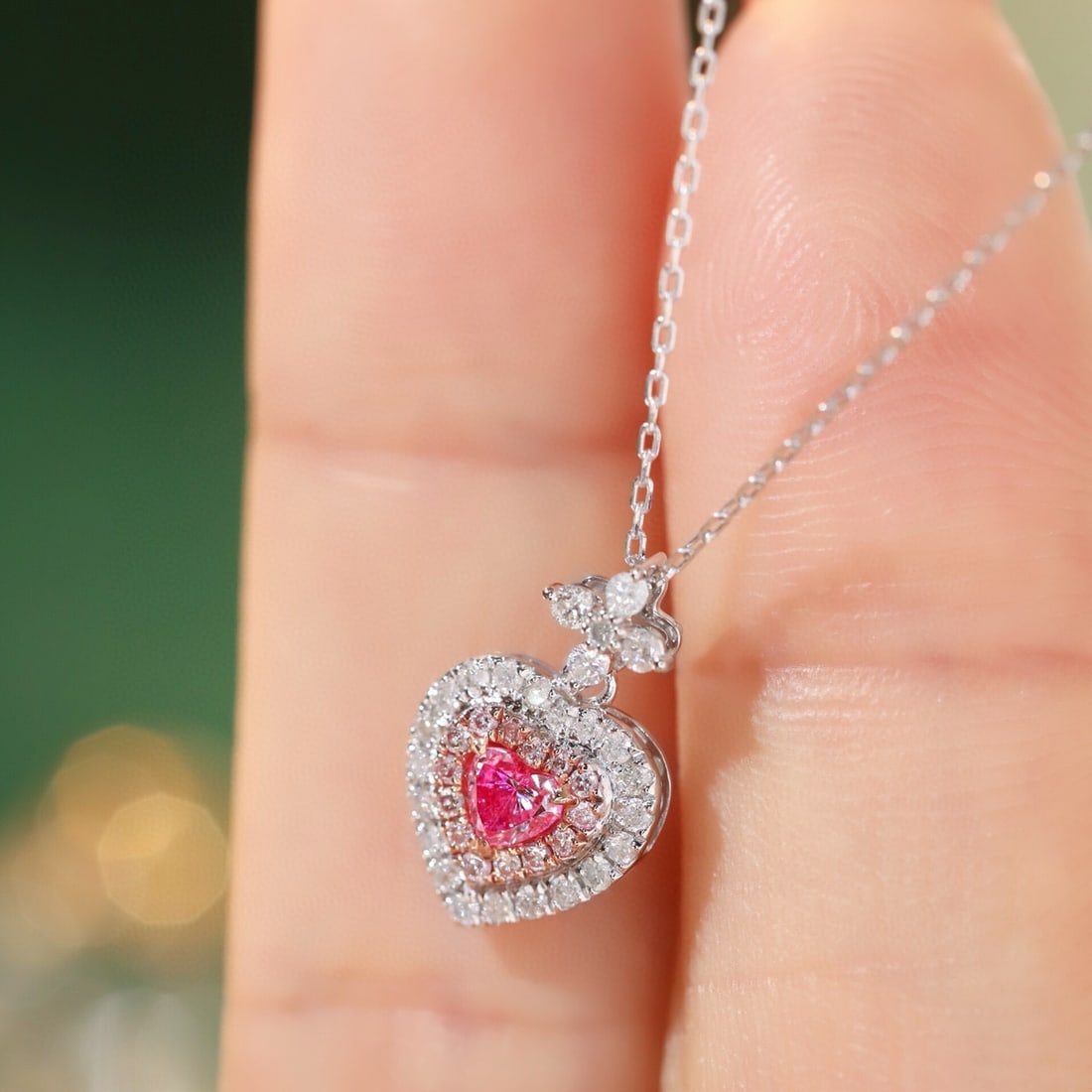 14k Gold 0.40 Ctw Natural Pink Diamond & Diamond Necklace - 5