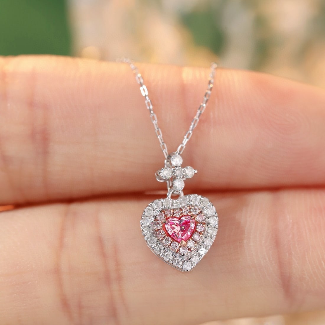 14k Gold 0.40 Ctw Natural Pink Diamond & Diamond Necklace - 6